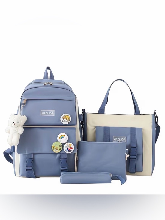 Other - HAOLIDA Blue Backpack & Tote Set - Light Blue and Cream